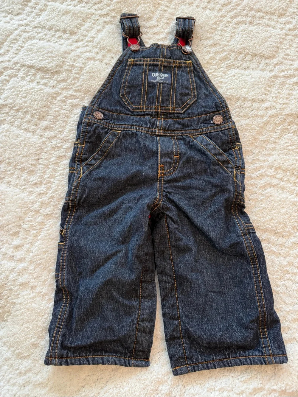 OshKosh B'gosh Dark Blue Denim Overalls for Kids Fleece Lined